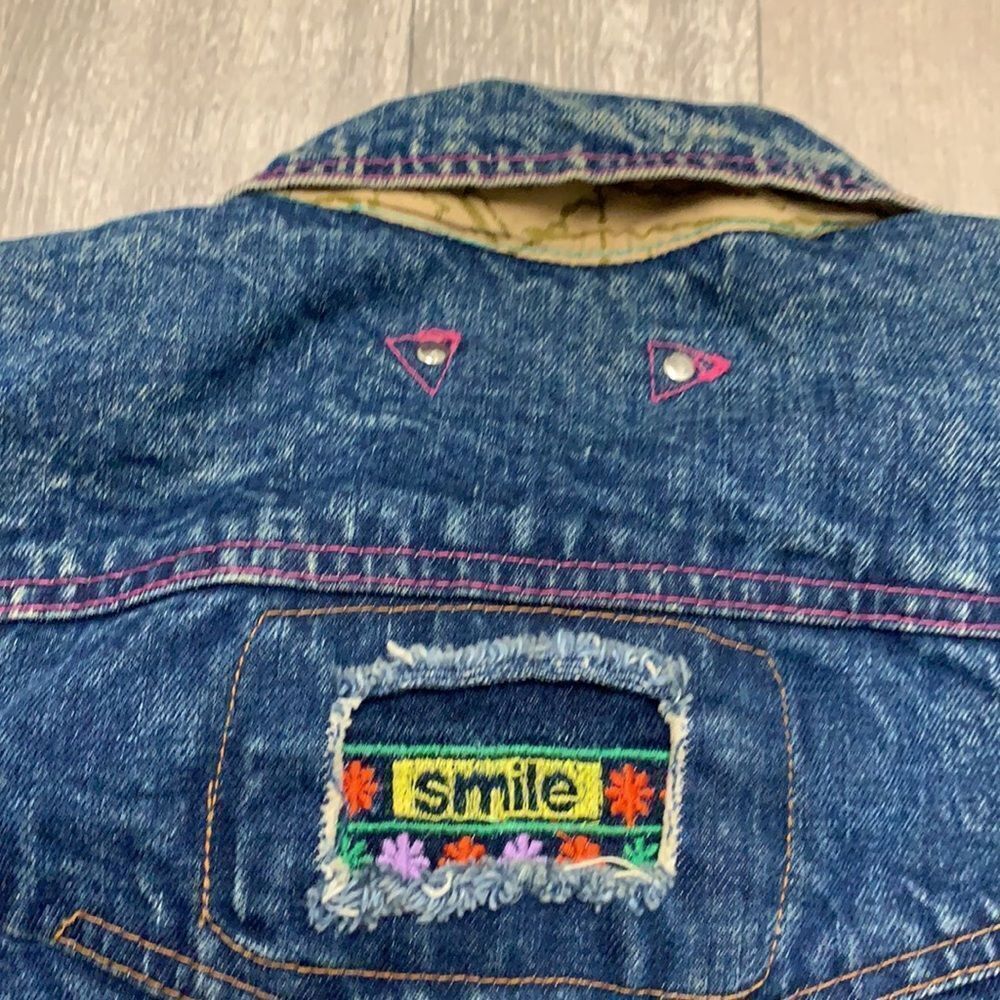 Womens Vintage SMILE‎ Western Indian Denim Jean Jacket - Picture 8 of 12